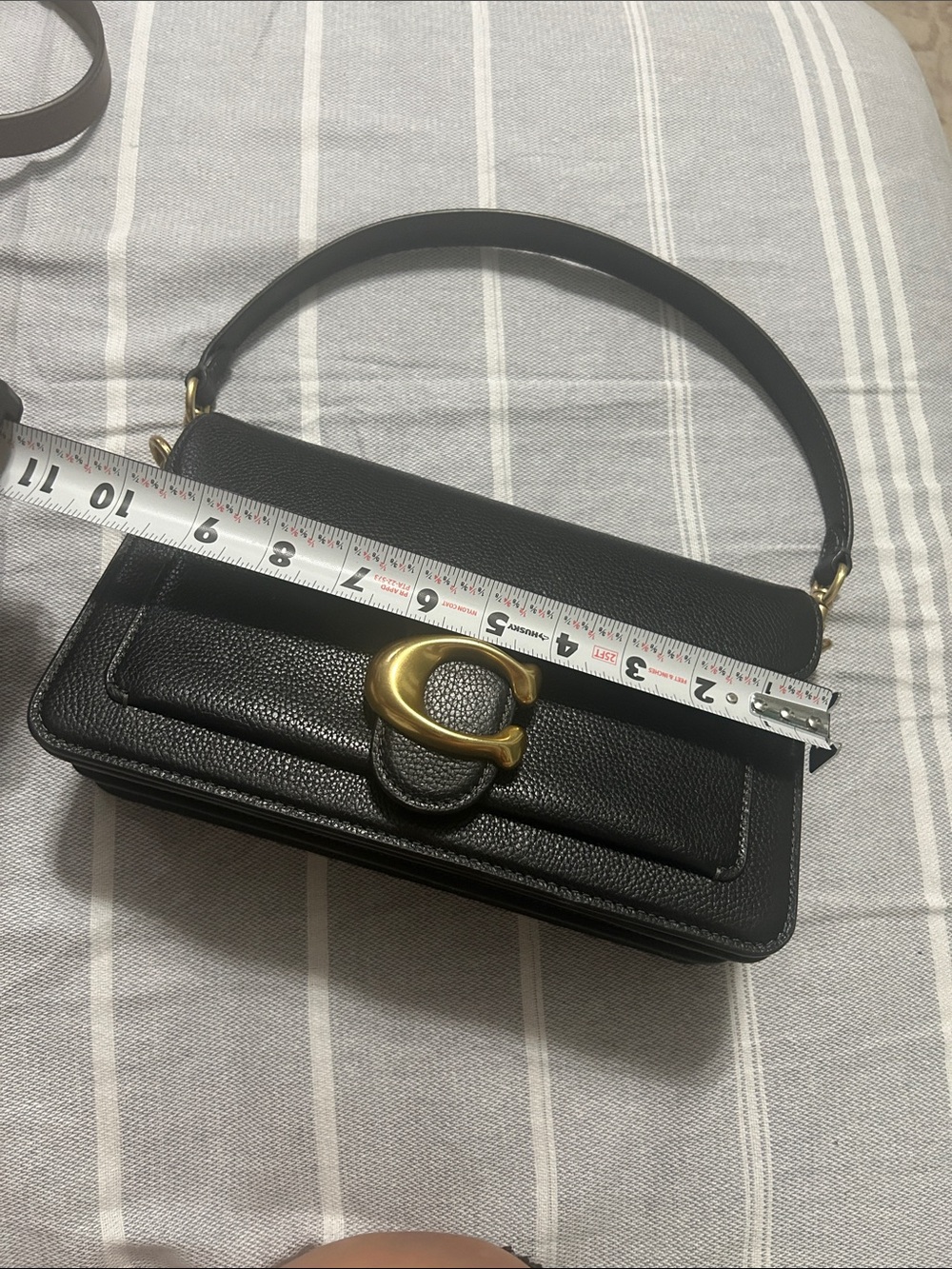 Coach Black Pebbled Leather Shoulder Bag with Gold 'C' Accent tabby 26 - Picture 7 of 16